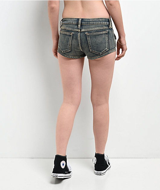 Mebon Tracey Cargo Blue Wash Micro Shorts