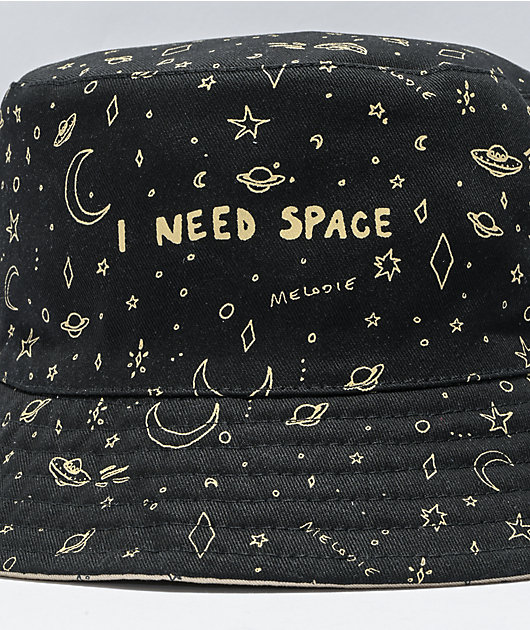 Melodie I Need Space Reversible Black Bucket Hat