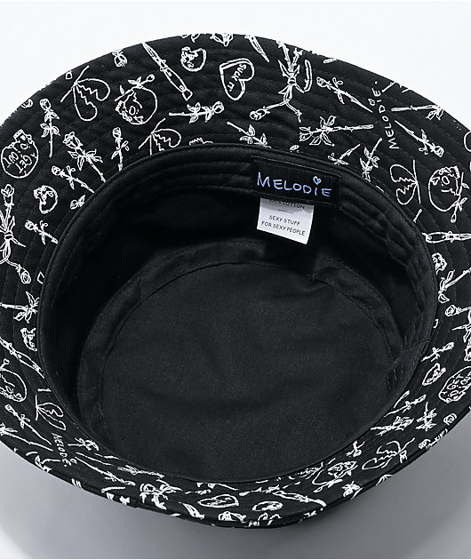 Melodie Lovers Black Bucket Hat