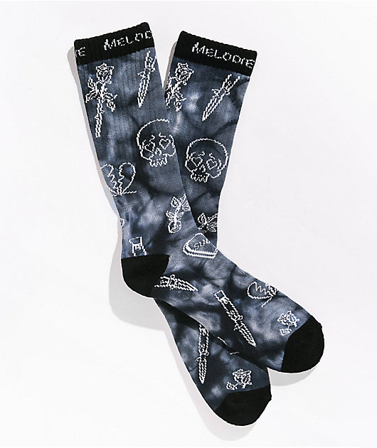 Melodie Lovers Black Tie Dye Crew Socks
