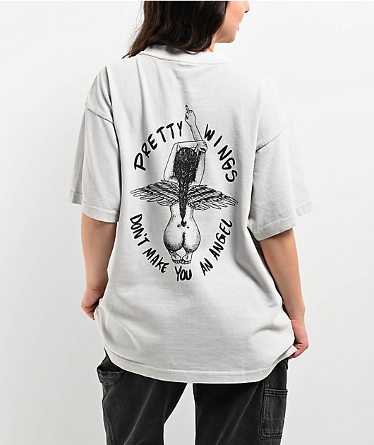 Melodie Pretty Wings Oversized Grey T-Shirt