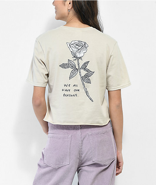 Melodie Reasons Tan Crop T-Shirt