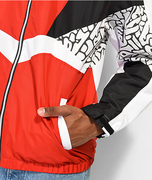 Red and on sale white windbreaker