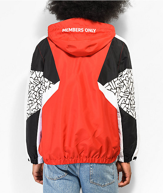 Member Only Color Block Reflective Red White Windbreaker Jacket