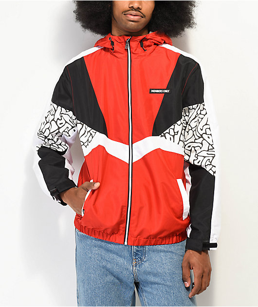 Black red white windbreaker top