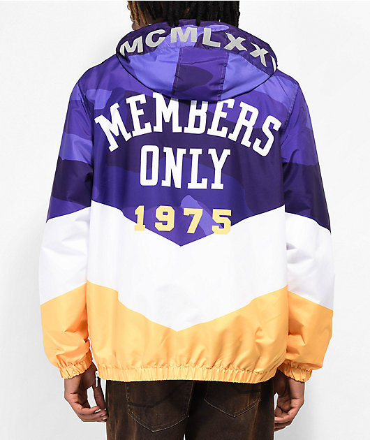 Members Only 1975 Purple, White & Yellow Anorak Jacket | Zumiez