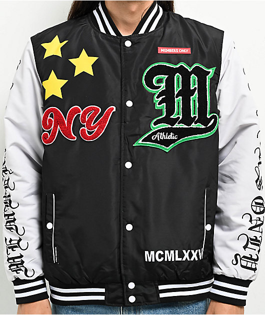 Black white letterman jacket best sale