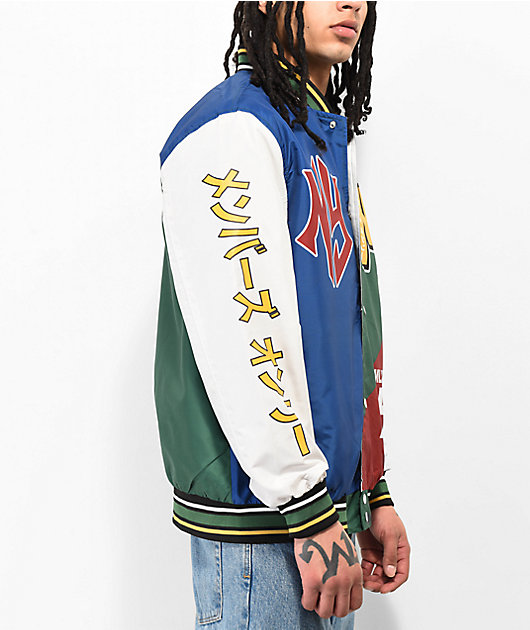 Members Only NY Blue, Green & Red Letterman Jacket | Zumiez