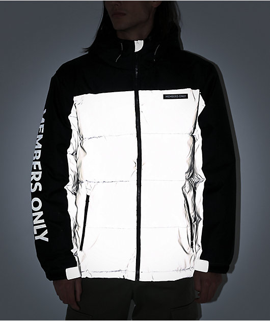 Members Only Hi Shine Silver Reflective Puffer Jacket