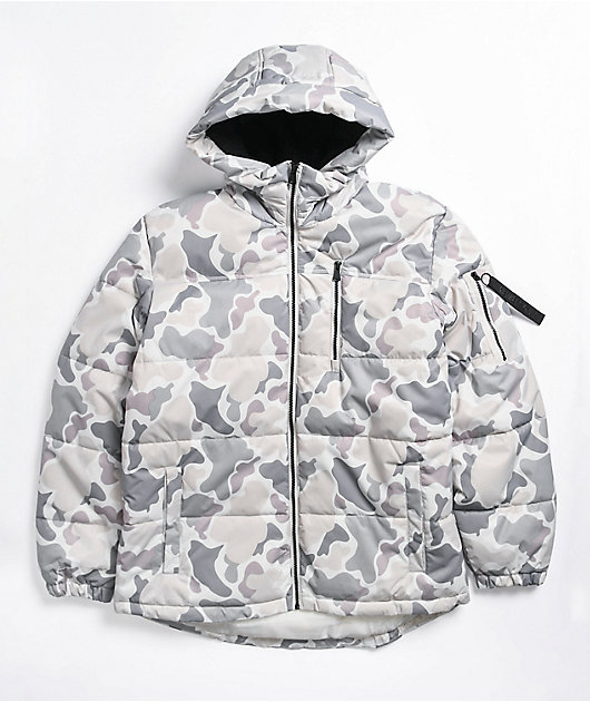 EVEDESIGN Mens Camo Print Hooded Puffer Jacket Classic Zip up Winter Quilted Coat