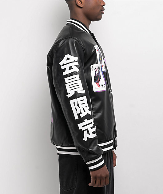 【COLOR iN ID】Vegan leather varsity jacket Members Only x Batman Joker Vegan Leather Varsity Jacket