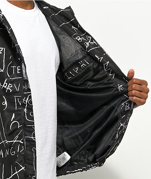 Members Only x Jean-Michel Basquiat Black Windbreaker Jacket