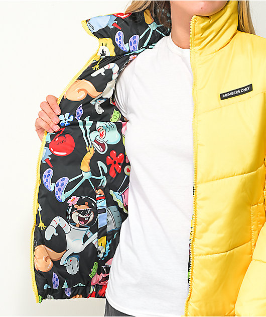 Members Only x Nickelodeon Hi-Shine Yellow Puffer Jacket