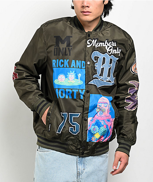 Members Only x Rick and Morty Brown Varsity Jacket | Zumiez