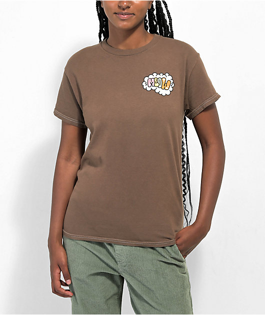 Meow Sun Snoozer Brown T-Shirt