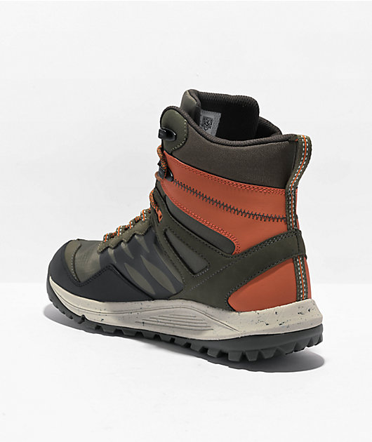 Merrell Nova Waterproof Olive & Orange Sneaker Boots