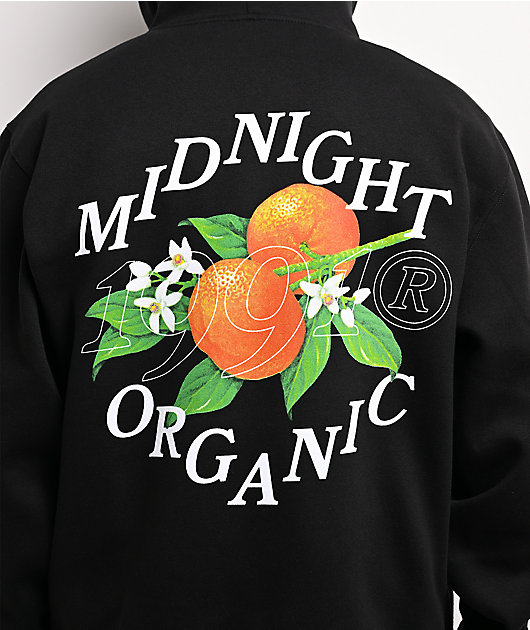 Midnight Organic Citrus Black Zip Hoodie