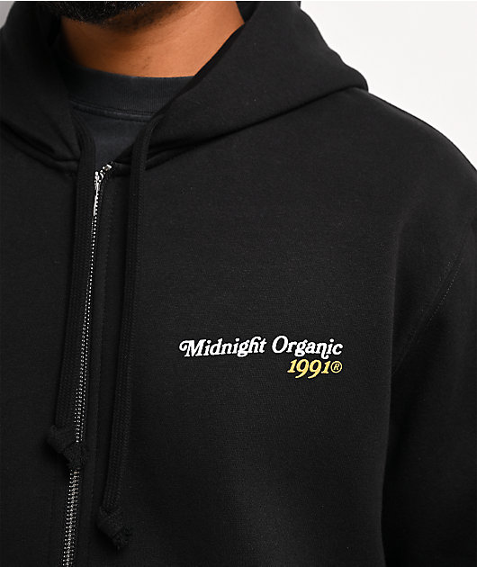 Midnight Organic Citrus Black Zip Hoodie