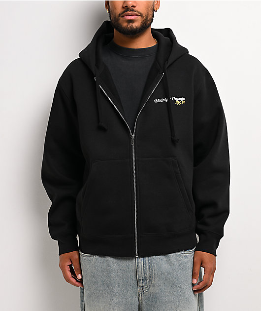 Midnight Organic Citrus Black Zip Hoodie