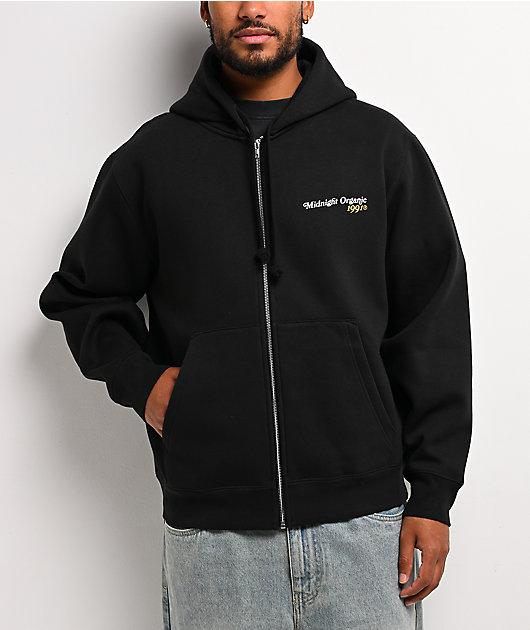 Midnight Organic Citrus Black Zip Hoodie