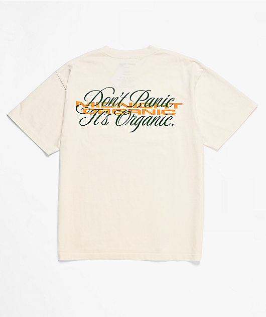 Midnight Organic Don’t Panic Script White T-Shirt