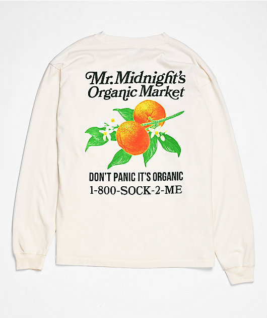 Midnight Organic Market White Long Sleeve T-Shirt