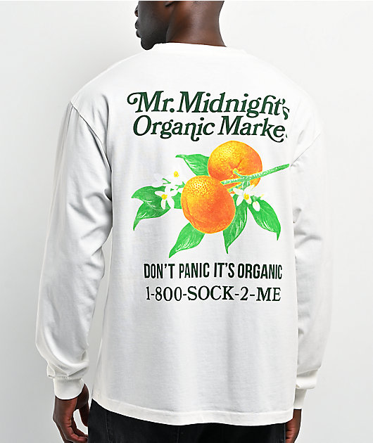 Midnight Organic Market White Long Sleeve T-Shirt