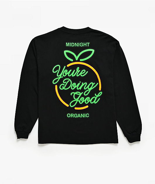 Midnight Organic Neon YDG Sign Black Long Sleeve T-Shirt