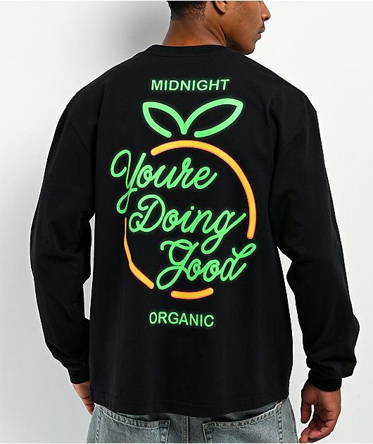 Midnight Organic Neon YDG Sign Black Long Sleeve T-Shirt