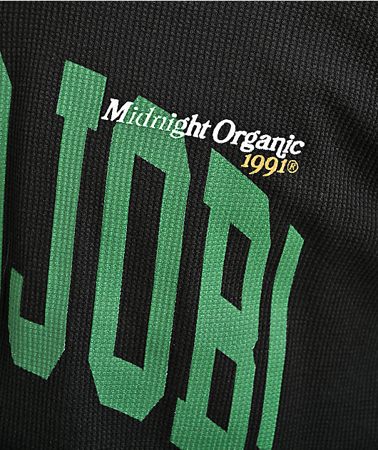 Midnight Organic Varsity Good Job Black Thermal Long Sleeve T-Shirt
