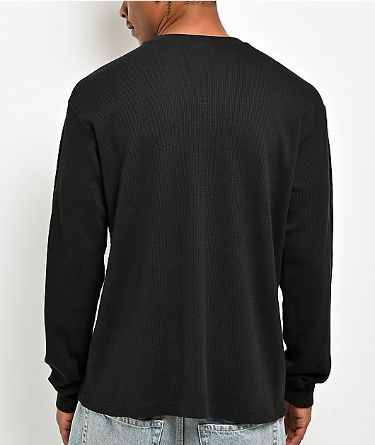 Midnight Organic Varsity Good Job Black Thermal Long Sleeve T-Shirt