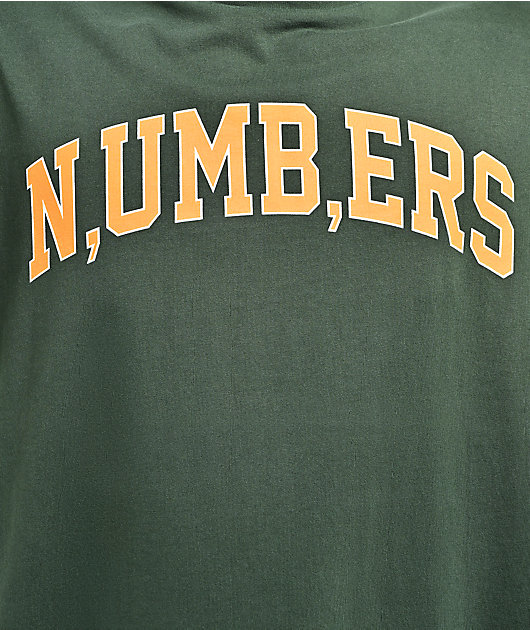 Midnight Organic Varsity Numbers Forest Green T-Shirt