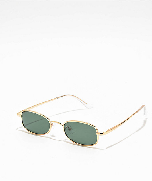 Mini Gold Green Oval Sunglasses Zumiez