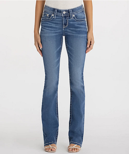 Miss Me ブルーデニム 25 カプリ　2本AB Miss Me Adalie Fleur Blue Wash Bootcut Jeans | Zumiez