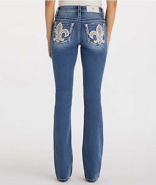 Miss Me Adalie Fleur Blue Wash Bootcut Jeans | Zumiez
