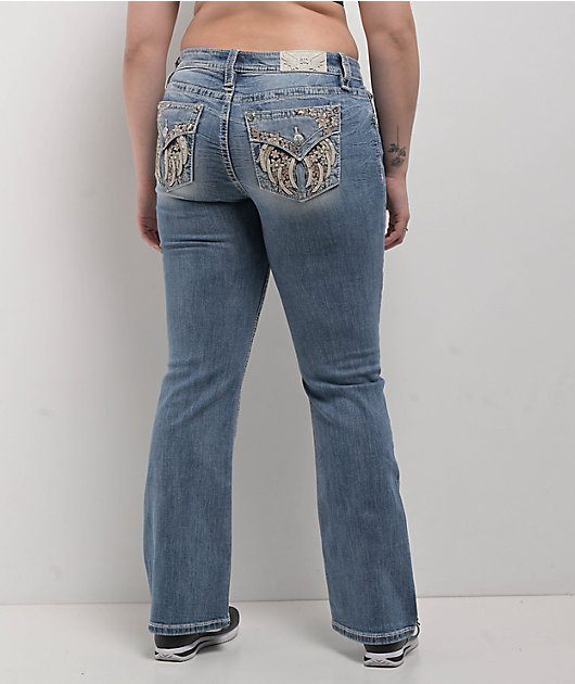 Miss Me Aleah Floral Wing Light Wash Bootcut Jeans