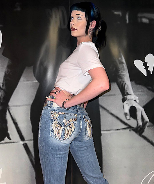 Miss Me Aleah Floral Wing Light Wash Bootcut Jeans