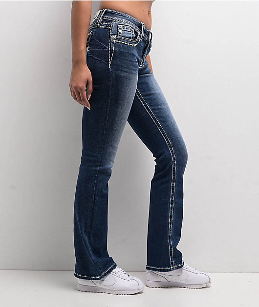 Miss Me Cora Stitched Medium Blue Bootcut Jeans