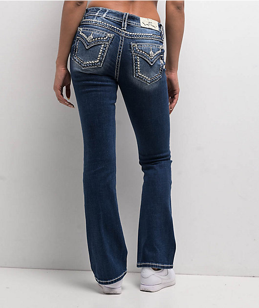 Miss Me Cora Stitched Medium Blue Bootcut Jeans | Zumiez