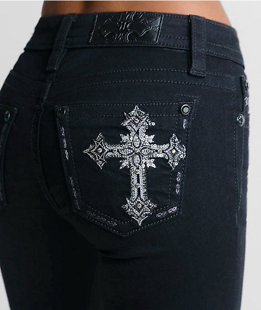 Miss Me Cross Black Wash Bootcut Jeans