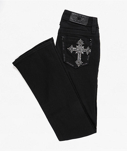 Miss Me Cross Black Wash Bootcut Jeans