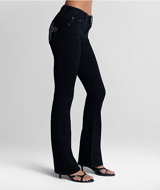 Miss Me Cross Black Wash Bootcut Jeans
