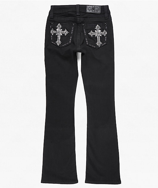 Miss Me Cross Black Wash Bootcut Jeans