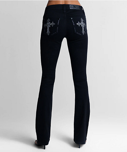 Miss Me Cross Black Wash Bootcut Jeans