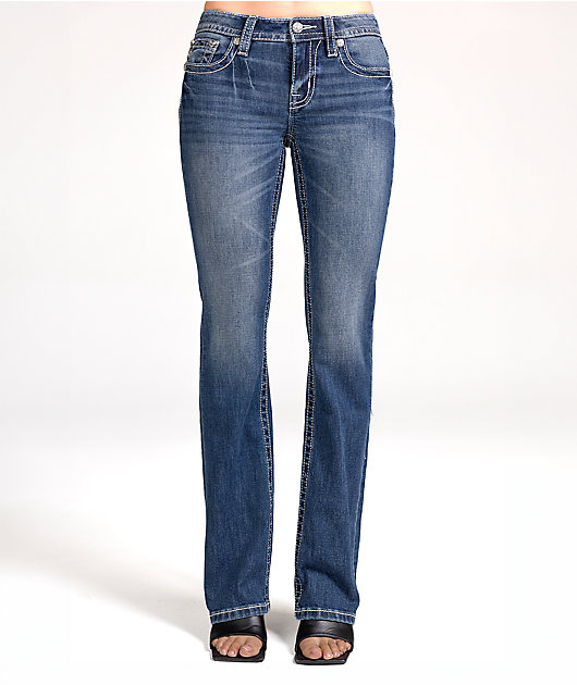 Miss Me Floral Wing Medium Wash Bootcut Jeans