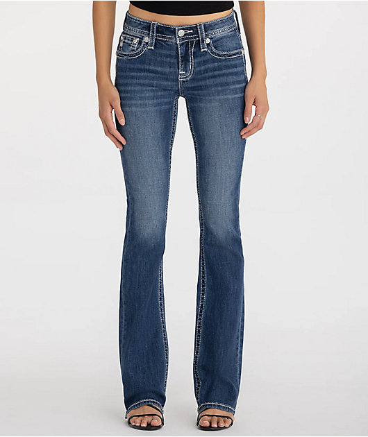 Miss Me Midnight Cross Blue Wash Bootcut Jeans | Zumiez