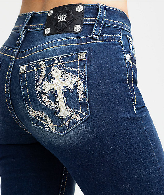 Miss Me Raelyn Cross Vintage Blue Bootcut Jeans | Zumiez