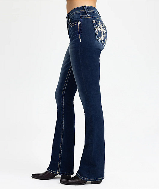 Miss Me Raelyn Cross Vintage Blue Bootcut Jeans | Zumiez