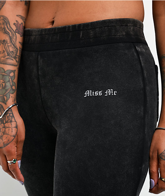 Miss Me Washed Black Flare Sweatpants