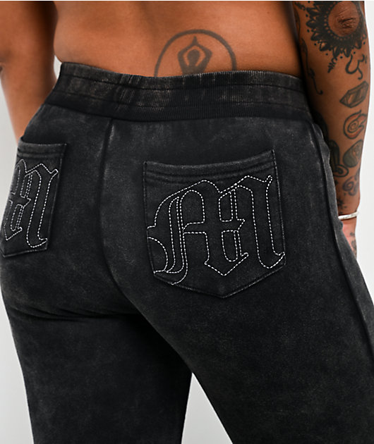 Miss Me Washed Black Flare Sweatpants